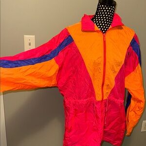Vintage Reebok Neon Orange and Pink Windbreaker
